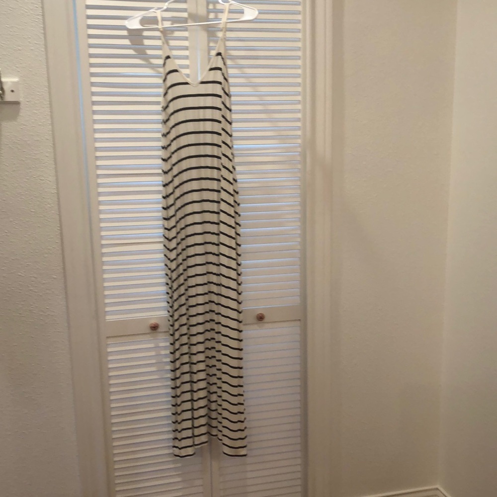 White with black stripes maxi dress